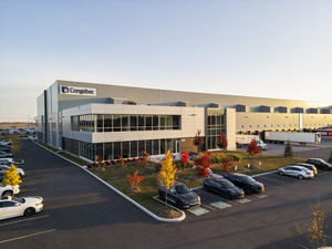 Main office entrance with landscaping